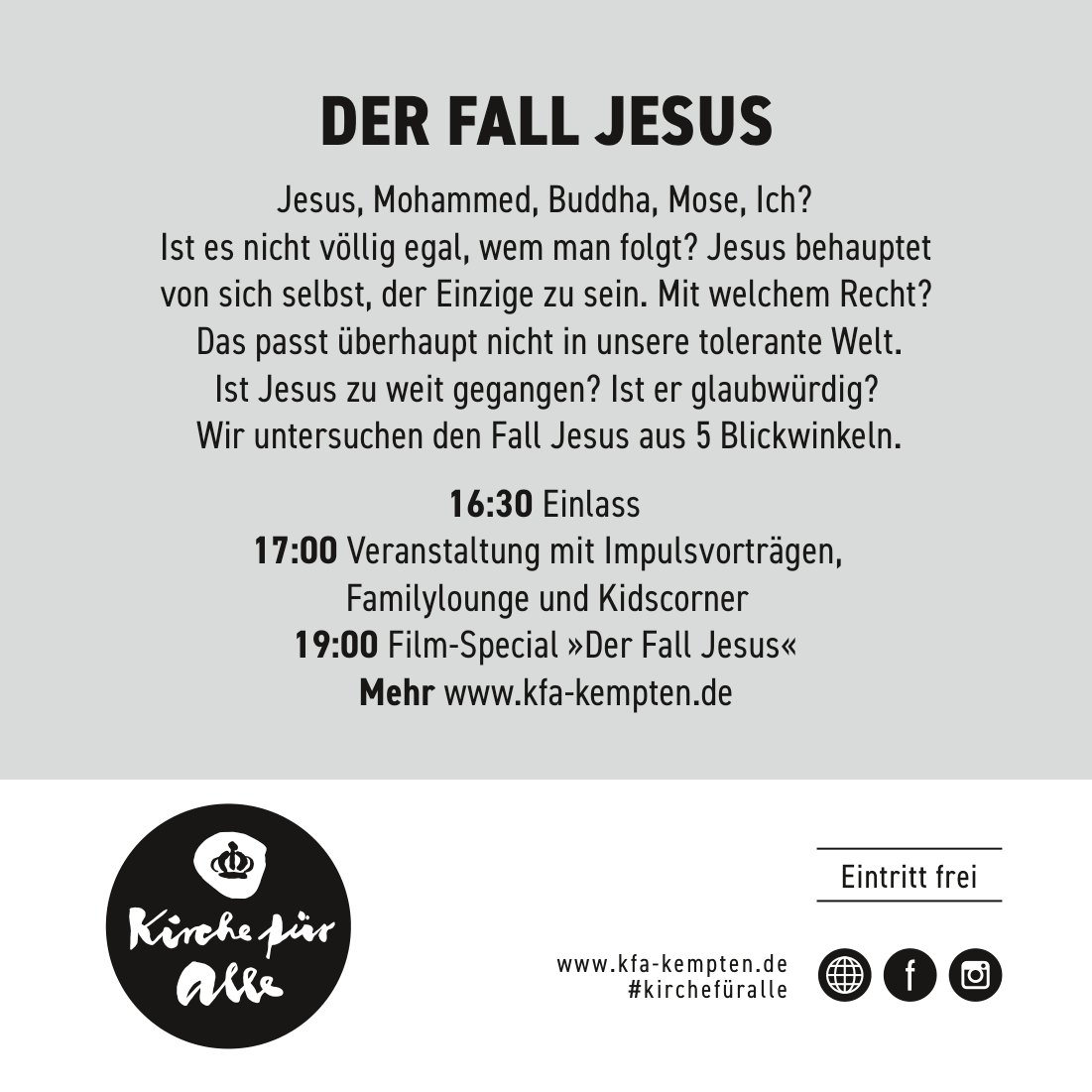 Rückseite des Flyers Der Fall Jesus